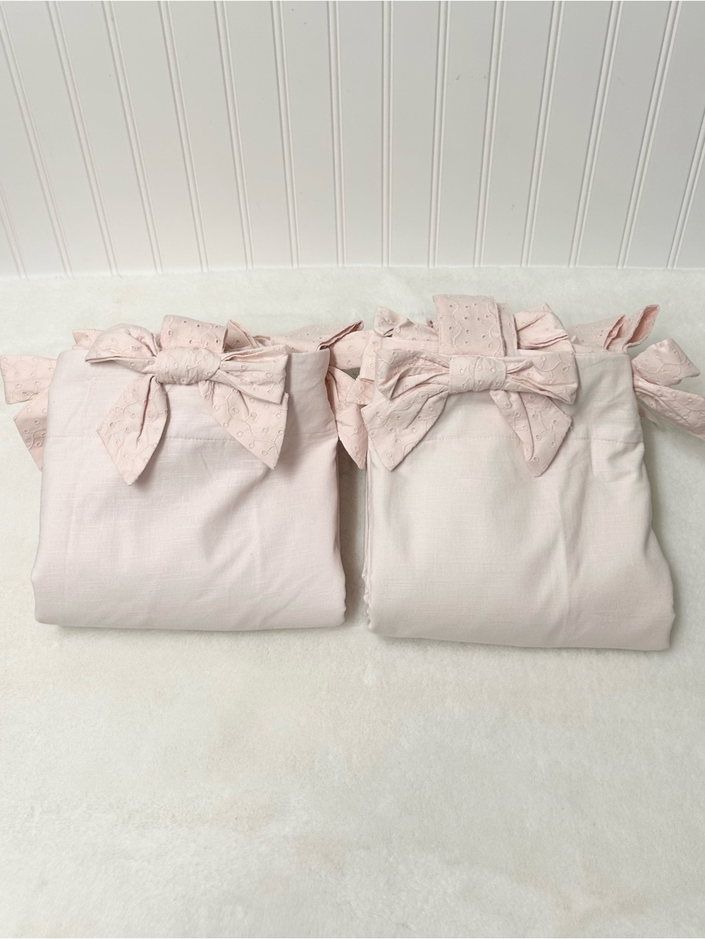Pottery Barn Kids Tie top eyelet drapes 84”